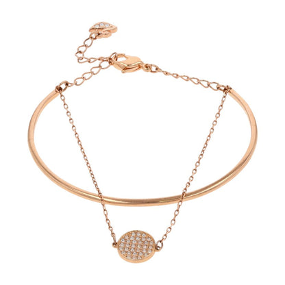 Rose Gold Tone White Crystal Meteora Chain Bracelet