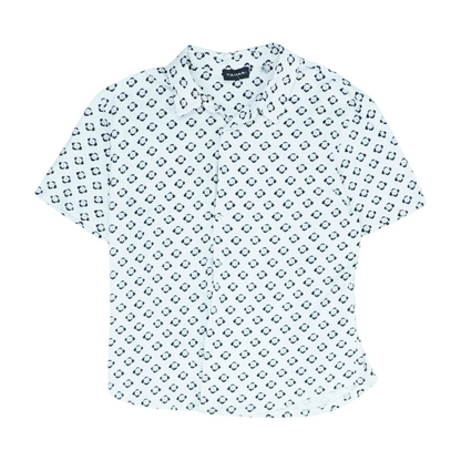 White Floral Short Sleeve Button Down