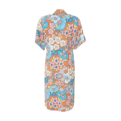 Rust Floral Midi Dress