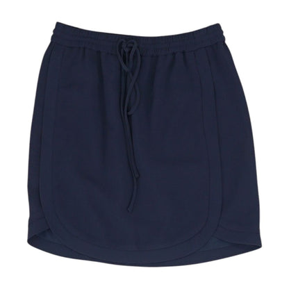 Navy Solid Midi Skirt