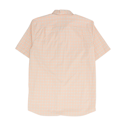 Peach Plaid Short Sleeve Button Down