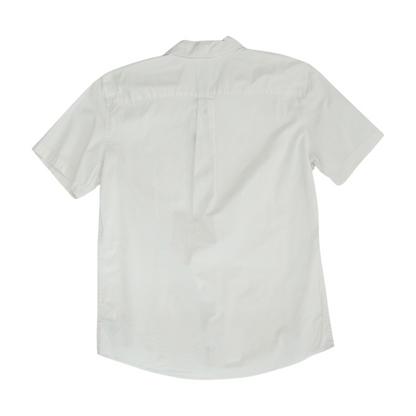 White Solid Short Sleeve Button Down