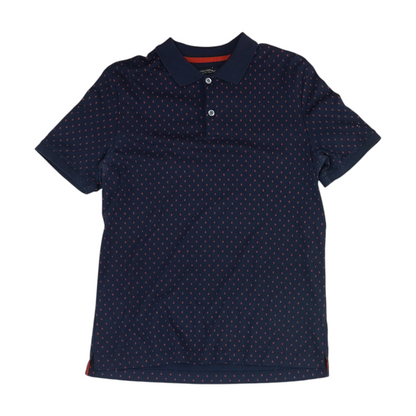 Navy Print Short Sleeve Polo