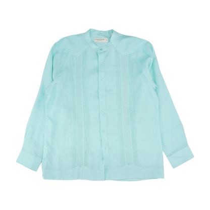 Blue Solid Long Sleeve Button Down