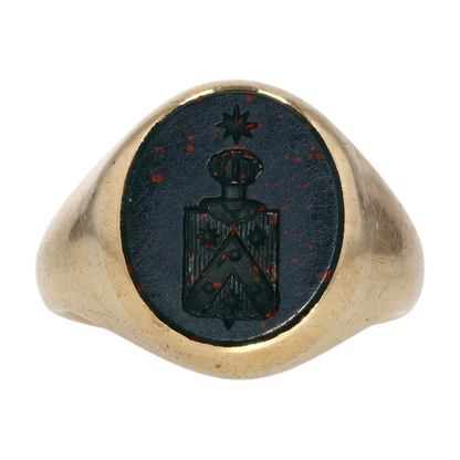 9K Yellow Gold Bloodstone Fashion Ring