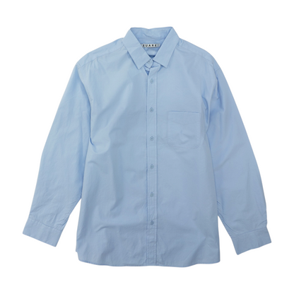 Blue Solid Long Sleeve Button Down