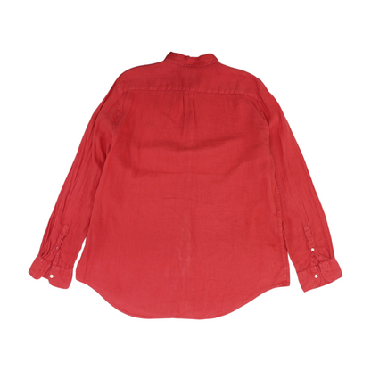 Red Solid Long Sleeve Button Down