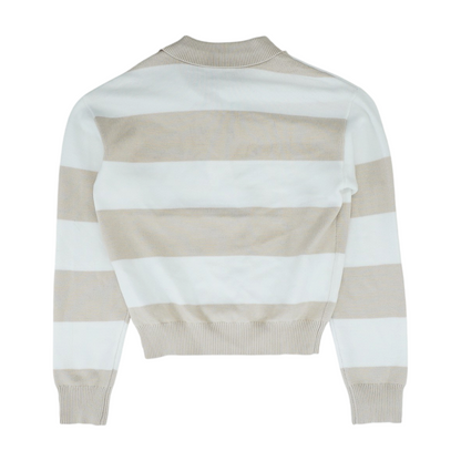Beige Striped Pullover Sweater