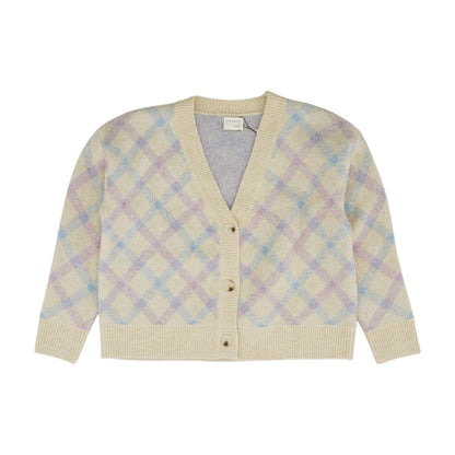 Tan Plaid Cardigan Sweater