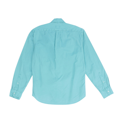 Green Solid Long Sleeve Button Down
