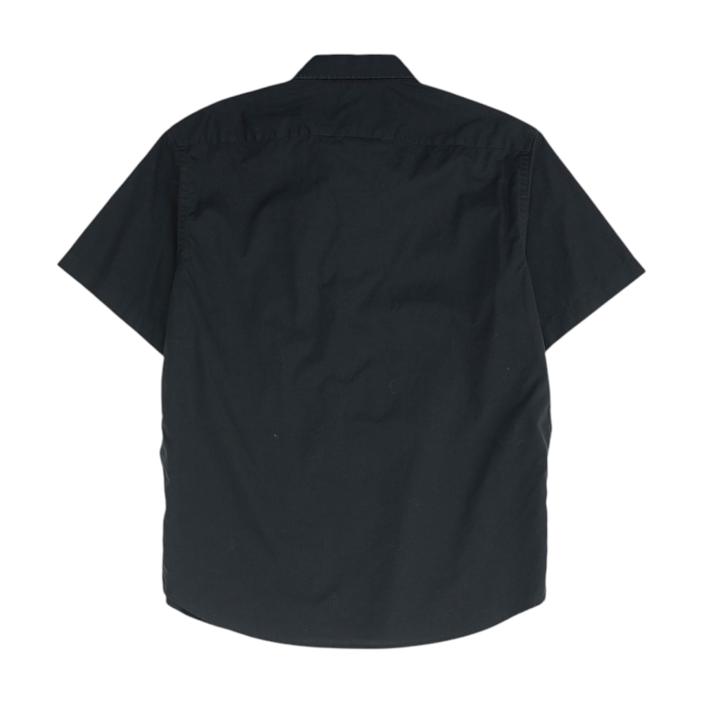 Black Solid Short Sleeve Button Down
