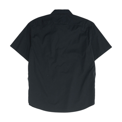 Black Solid Short Sleeve Button Down