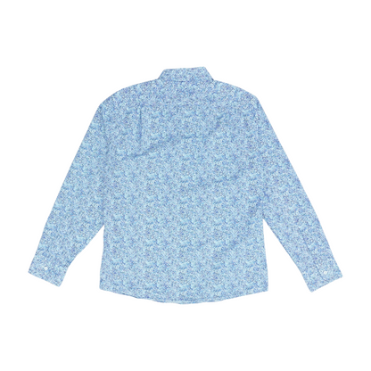 Blue Floral Long Sleeve Button Down