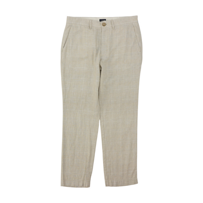 Beige Plaid Straight Pants