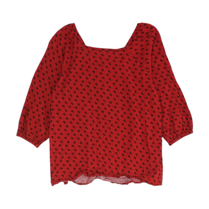 Red Petite Print Blouse