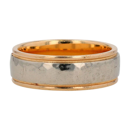14K Two Tone Gold Hammered Band