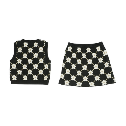 Black Floral Sleeveless Set