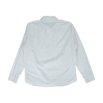 White Print Long Sleeve Button Down