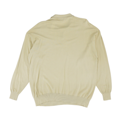 Beige Solid Long Sleeve Polo
