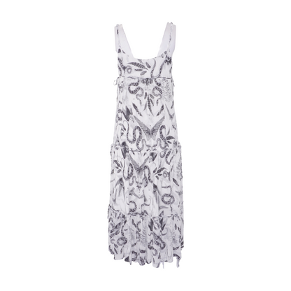 White Graphic Midi Dress