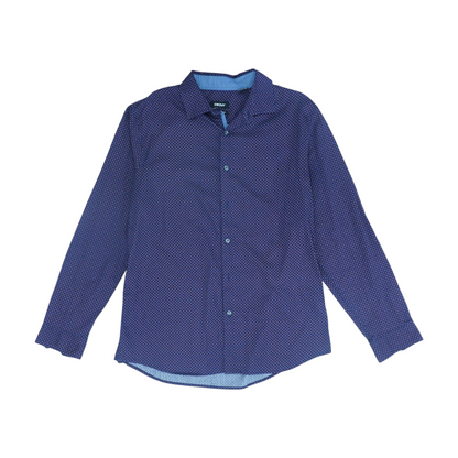 Navy Abstract Long Sleeve Button Down