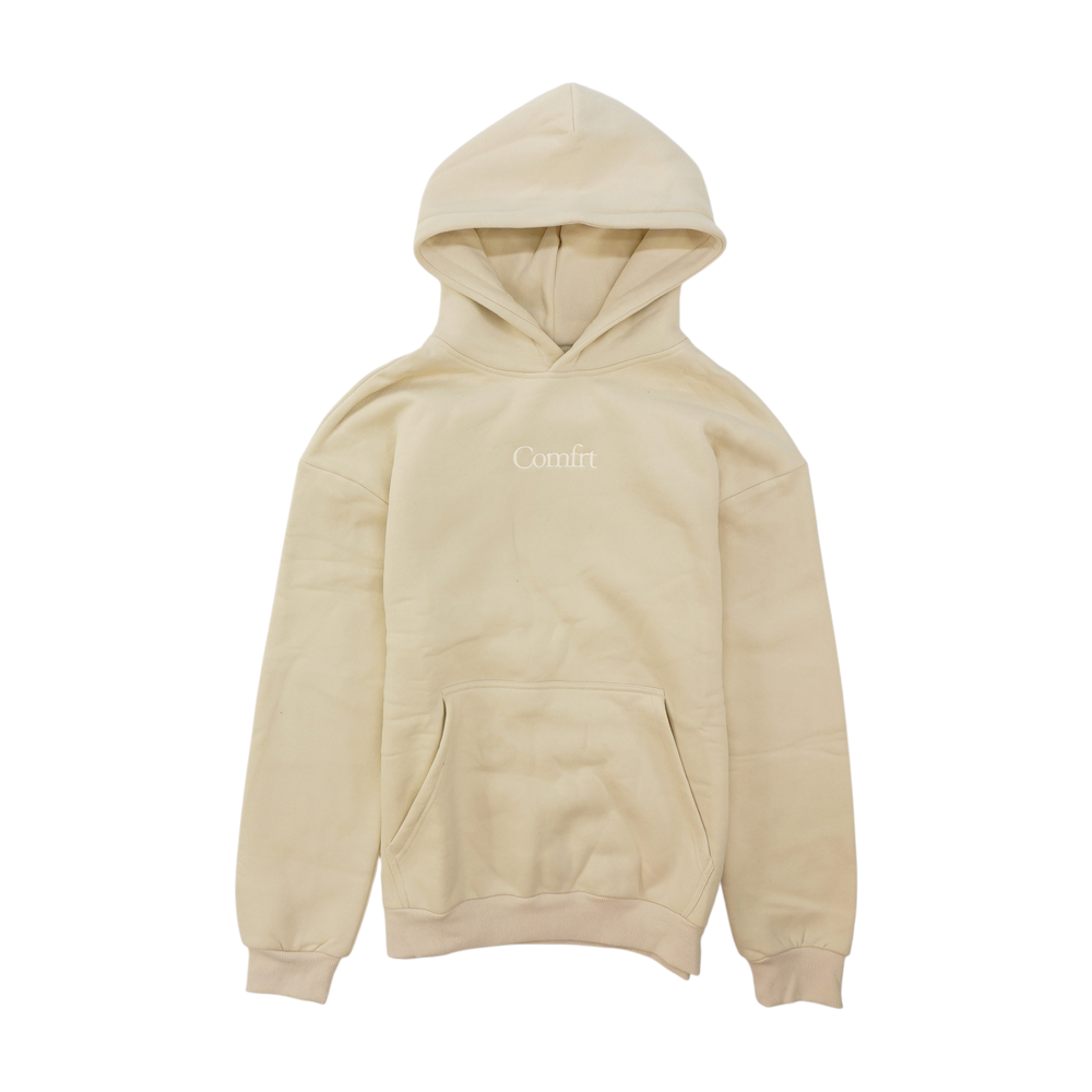 Beige Solid Hoodie Pullover