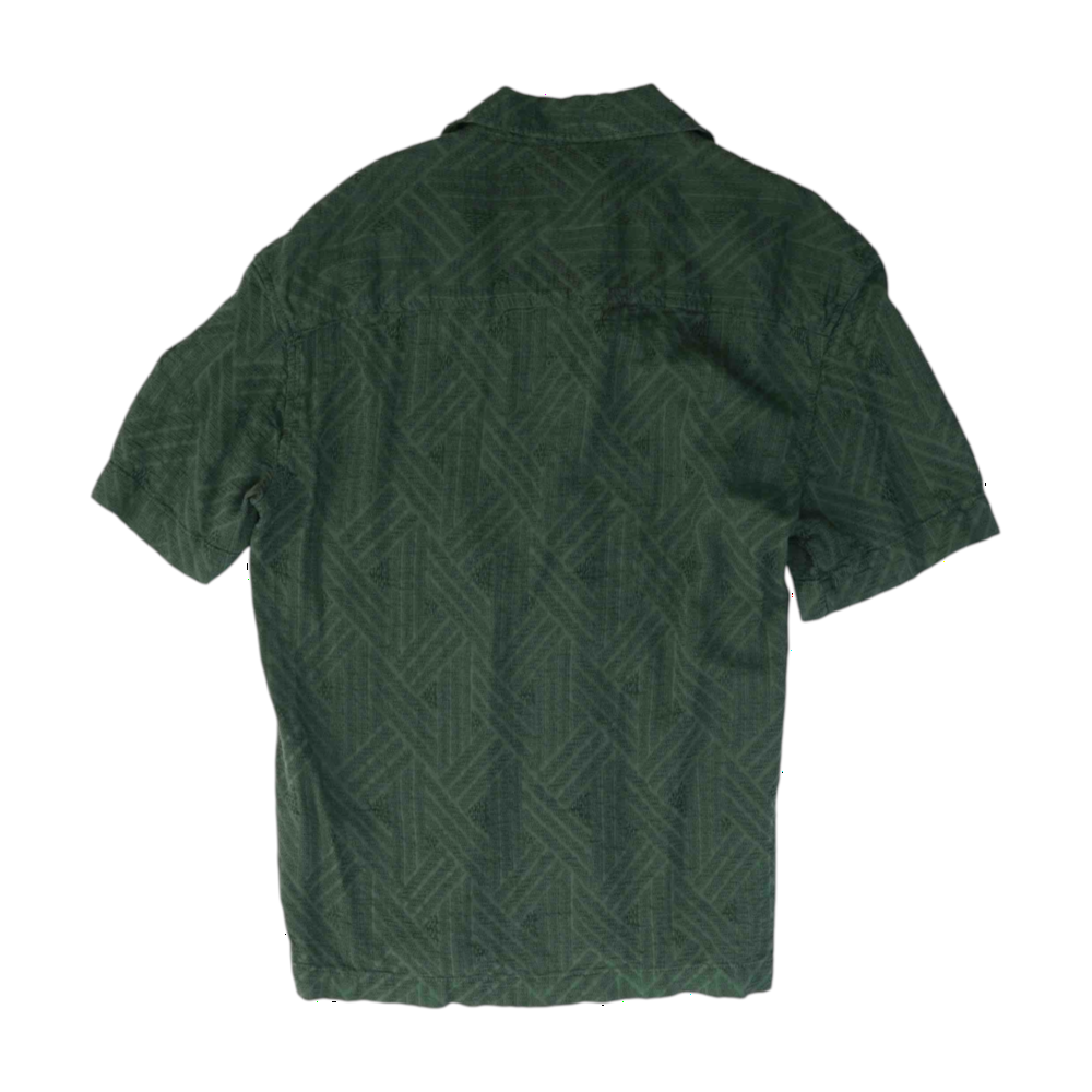 Green Solid Short Sleeve Button Down