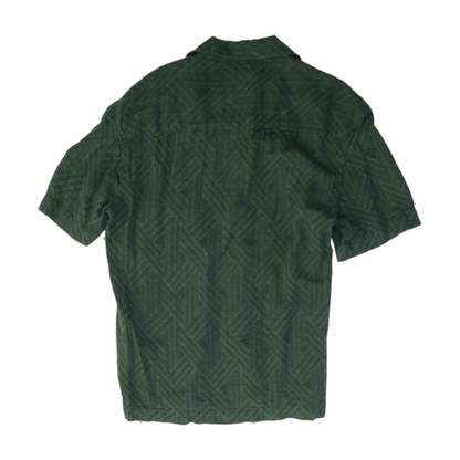 Green Solid Short Sleeve Button Down