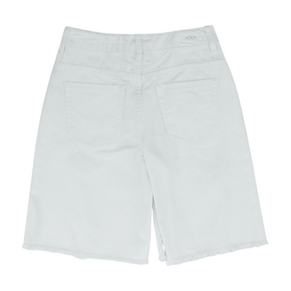 White Solid Denim Shorts