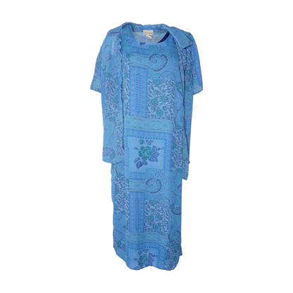 Vintage Blue Print Dress Set