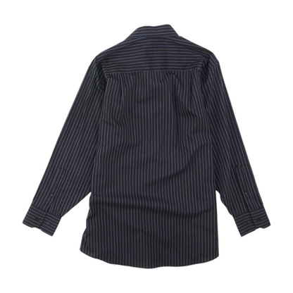 Navy Striped Long Sleeve Button Down
