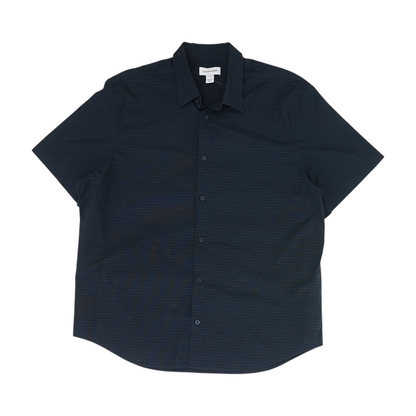 Navy Striped Short Sleeve Button Down