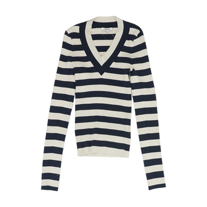 Navy Striped Pullover Sweater