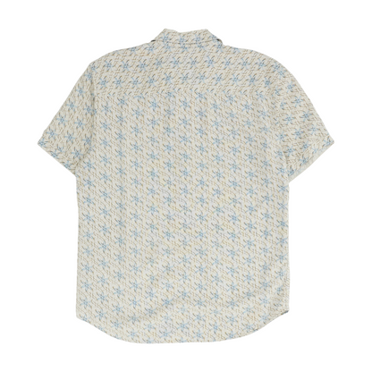Beige Floral Short Sleeve Button Down