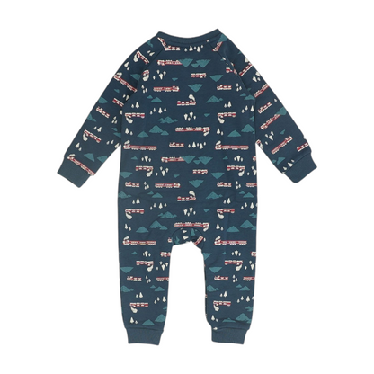 Navy Print One-Piece
