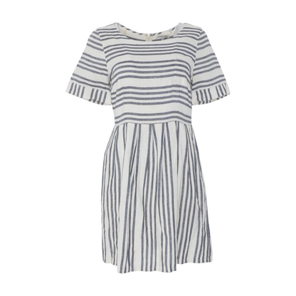 Beige Striped Mini Dress