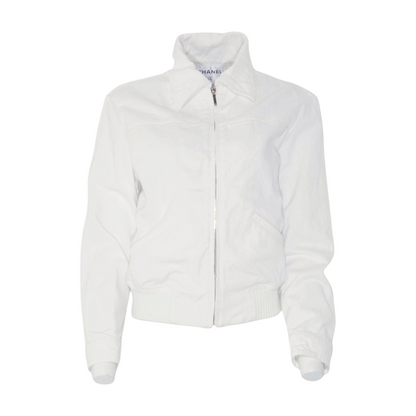 White Pre Spring-Summer 2026 Embroidered Denim Blouson Jacket