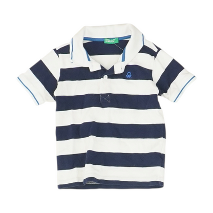 White Striped Short Sleeve Polo