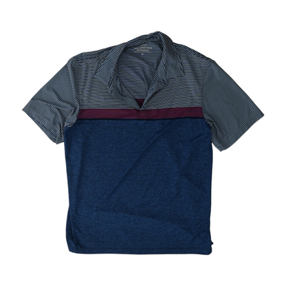 Navy Color Block Short Sleeve Polo
