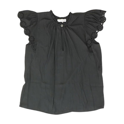 Black Solid Short Sleeve Blouse