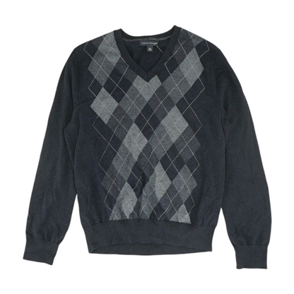 Navy Argyle Pullover Sweater
