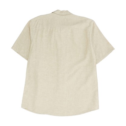 Tan Solid Short Sleeve Button Down