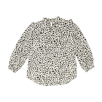 White Graphic Long Sleeve Blouse