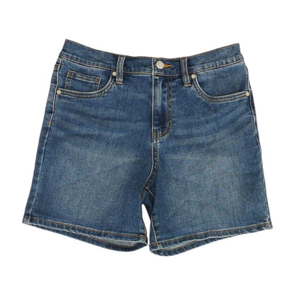 Blue Solid Denim Shorts