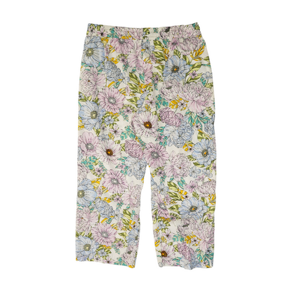 White Floral Regular Pants
