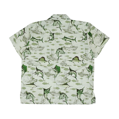 Green Graphic Short Sleeve Button Down