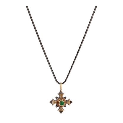 Sterling Silver Green Stone Pendant Necklace