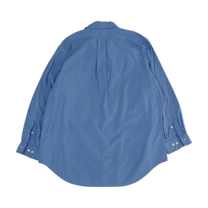 Blue Solid Long Sleeve Button Down