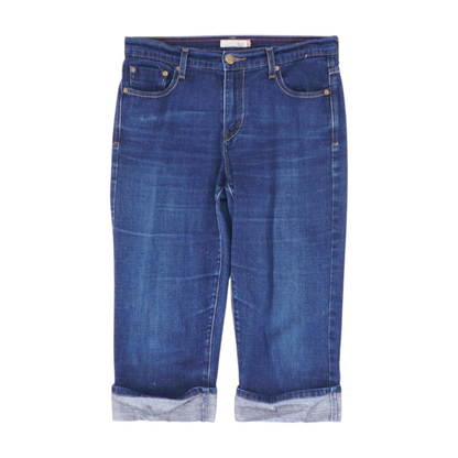 Navy Solid Denim Capris