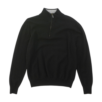 Black Solid 1/4 Zip Sweater